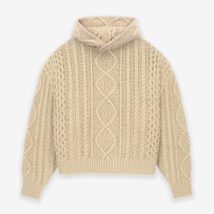 Fear of God Essentials Cable Beige Knit Hoodie