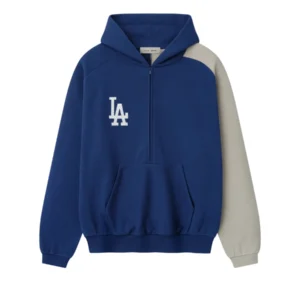 Essentials Dodgers Raglan Half Zip Blue Hoodie